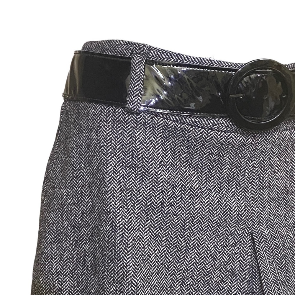 NEW Laundry by Shelli Segal Wool Tweed Front Pleat Mini Skirt in Black - Picture 2 of 6